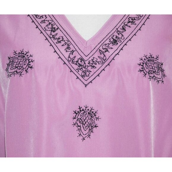 Brylane Woman Collection Purple Lilac Tunic Blouse Size 1X Embroidered V-Neck - Picture 3 of 10